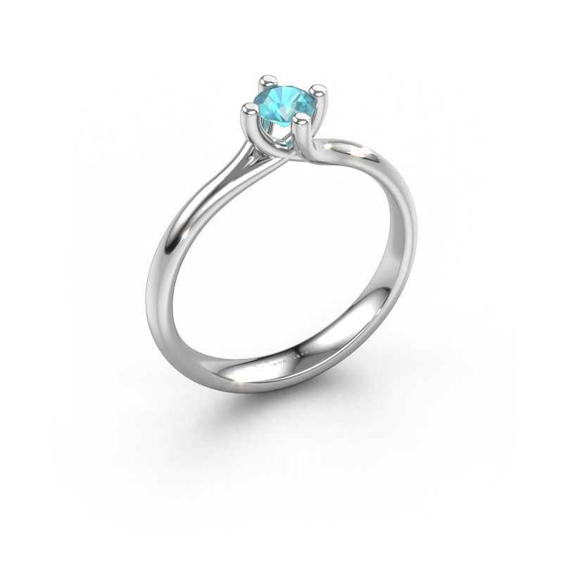Verlobungsring Dewi Round 950 Platin Blau Topas 4 mm