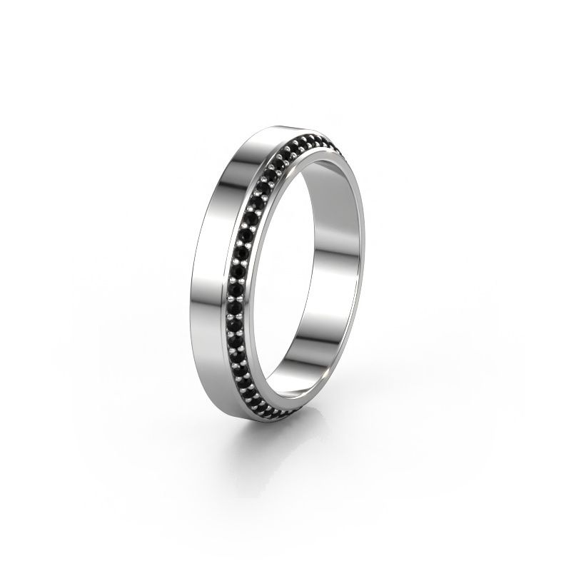 Trouwring WH2106L14C 585 witgoud zwarte diamant ±4x2.2 mm
