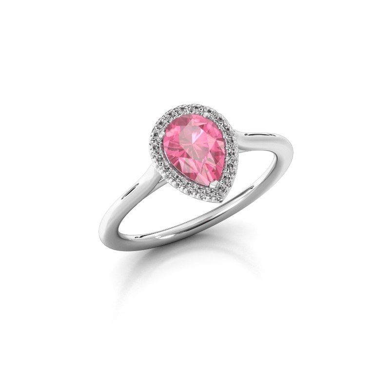 Image of Engagement ring seline per 1<br/>585 white gold<br/>Pink sapphire 7x5 mm