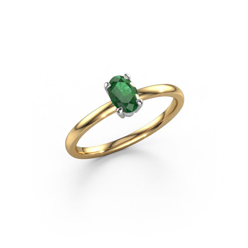 Engagement ring Lynelle 1 585 gold emerald 6x4 mm