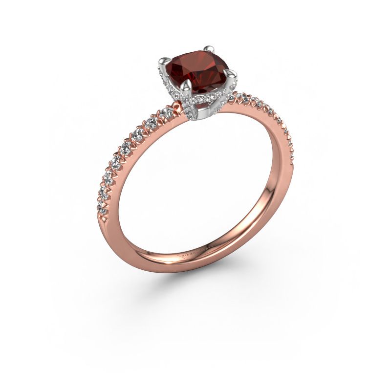 Verlobungsring Saskia 1 CUS 585 Roségold Granat 5.5 mm