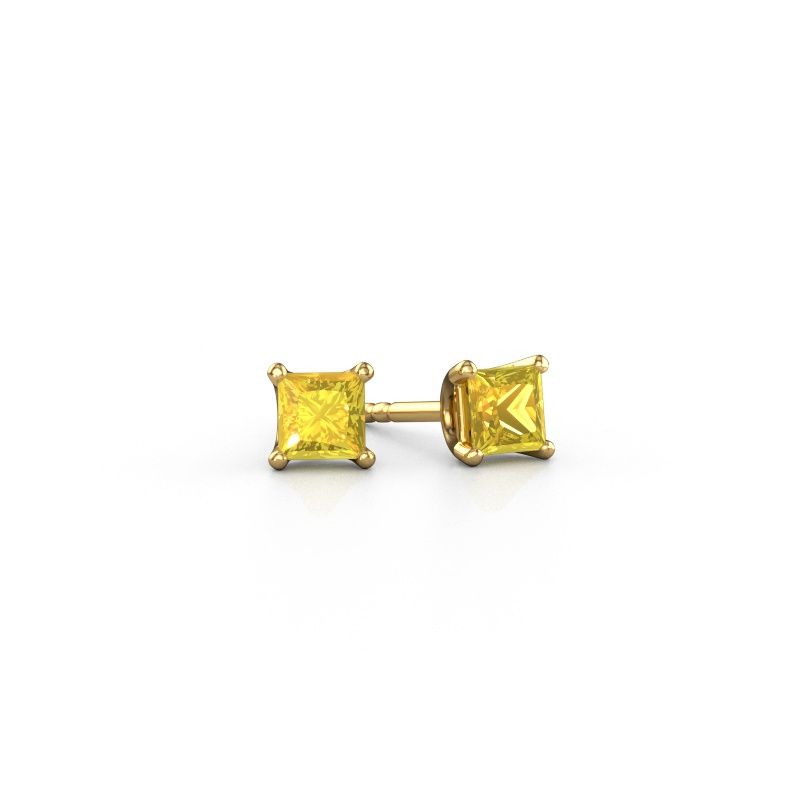 Clous d'oreilles Sam SQR 585 or jaune saphir jaune 4 mm