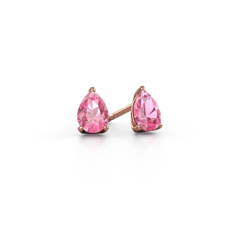 Clous d'oreilles Sam PER 585 or rose saphir rose 7x5 mm