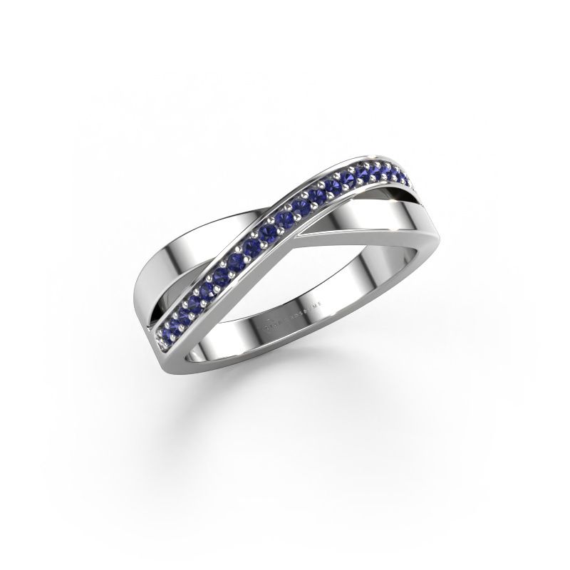Ring Kaley 585 witgoud saffier 1.2 mm