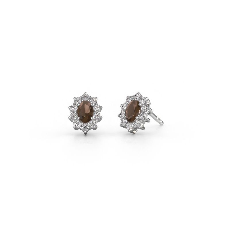 Ohrringe Leesa 585 Weißgold Rauchquarz 6x4 mm