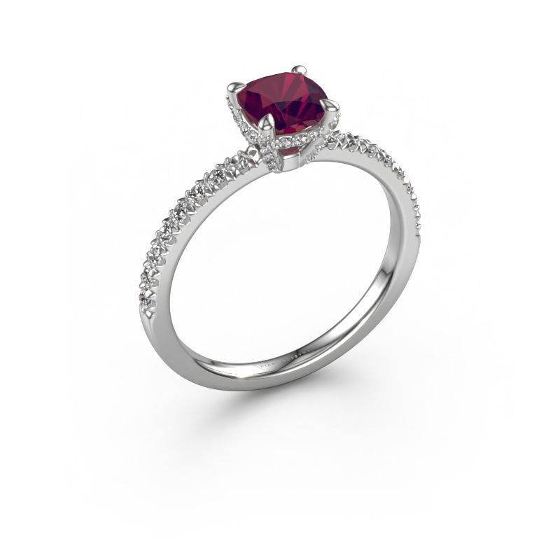 Bague de fiançailles Saskia 1 CUS 585 or blanc rhodolite 5.5 mm