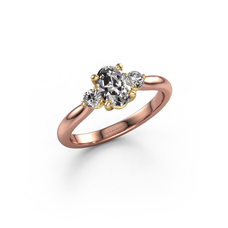 Bague de fiançailles Lieselot OVL 585 or rose zircone 7x5 mm