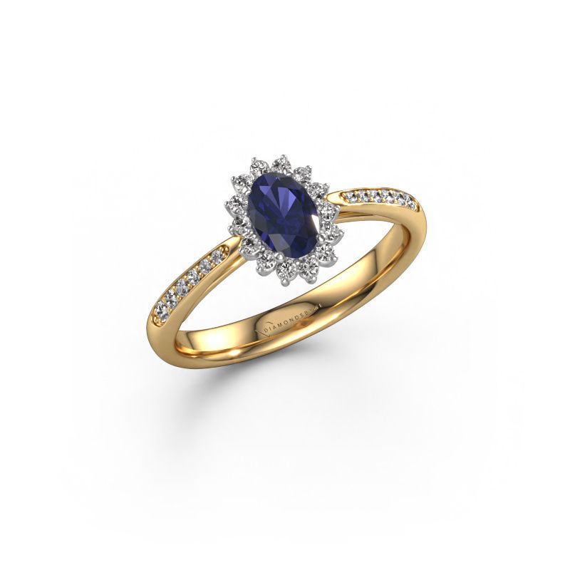 Verlobungsring Tilly ovl 2 585 Gold Saphir 7x5 mm