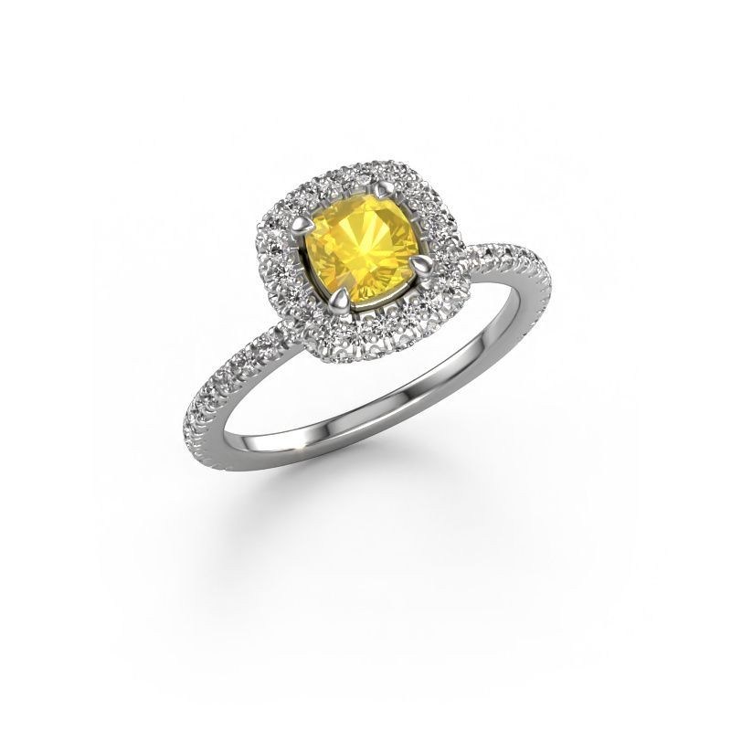 Engagement ring Talitha CUS 950 platinum yellow sapphire 5 mm