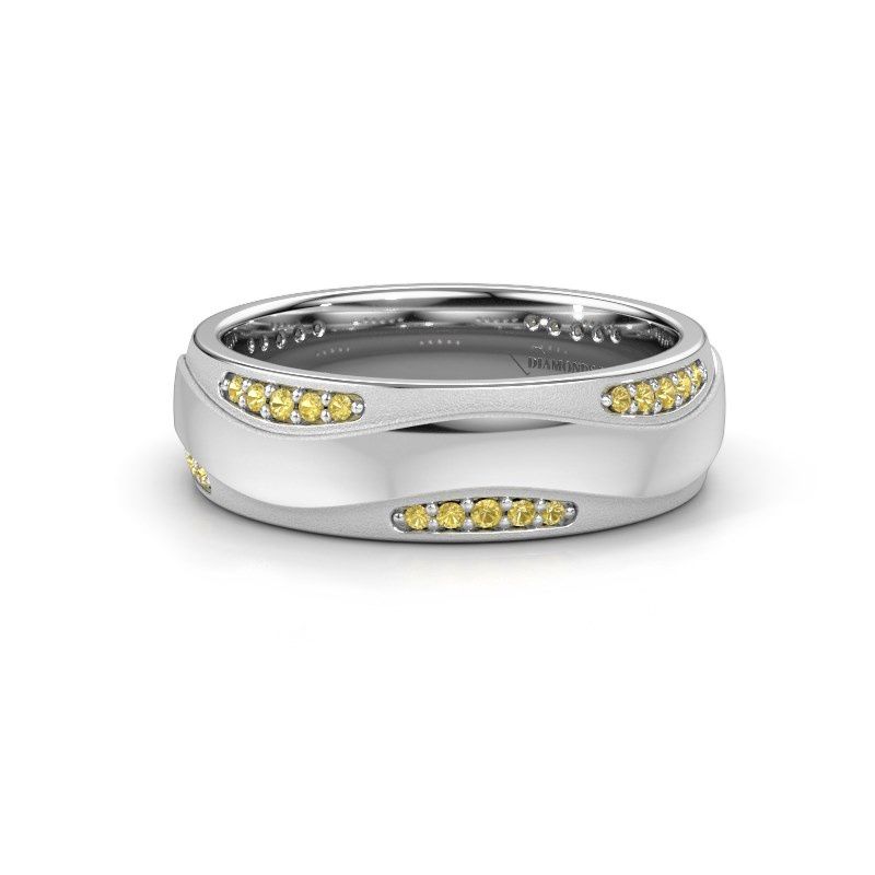 Afbeelding van Trouwring WH2062L26BM 585 witgoud gele saffier ±6x2 mm