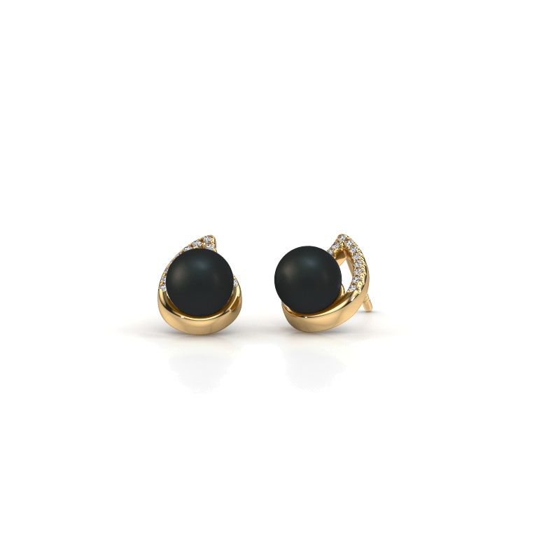 Earrings Kaira 585 gold black pearl 7 mm