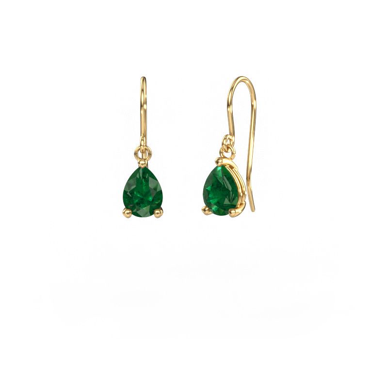 Drop earrings Laurie PER 1 585 gold emerald 8x6 mm