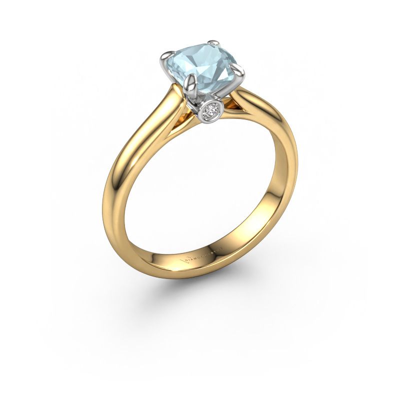 Engagement ring Valorie cus 1 585 gold aquamarine 6 mm