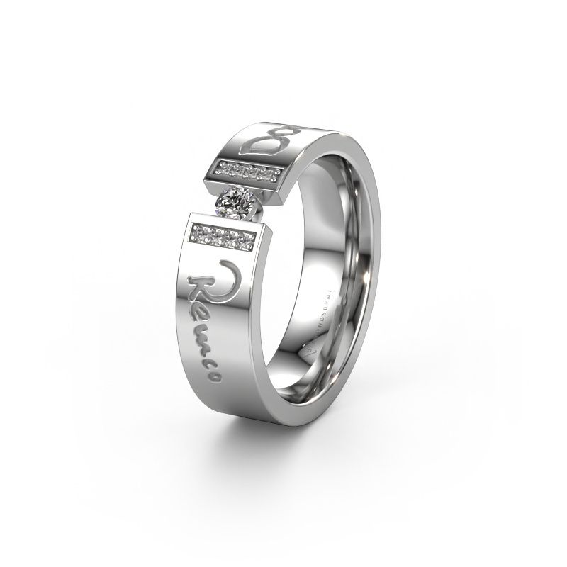 Trouwring WH2094L16C 585 witgoud ±6x2.2 mm zirkonia
