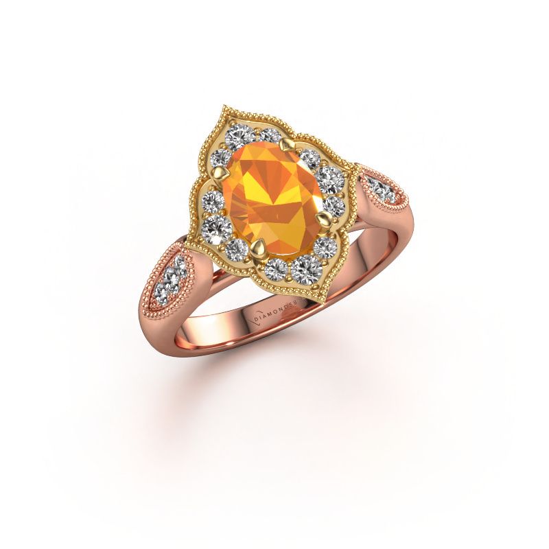 Verlobungsring Rosan 585 Roségold Citrin 8x6 mm