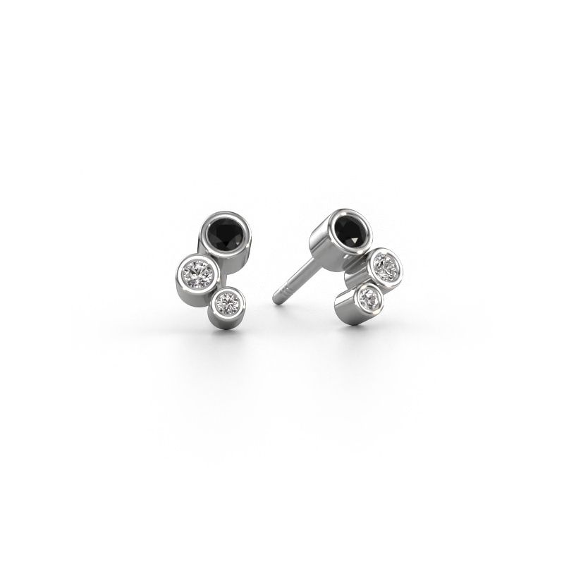 Clous d'oreilles Marlys 585 or blanc diamant noir 0.234 crt