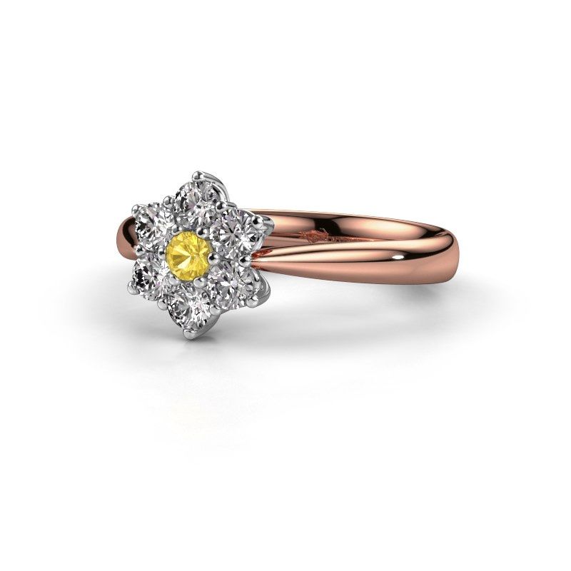 Afbeelding van Promise ring Chantal 1 585 rosé goud gele saffier 2.7 mm