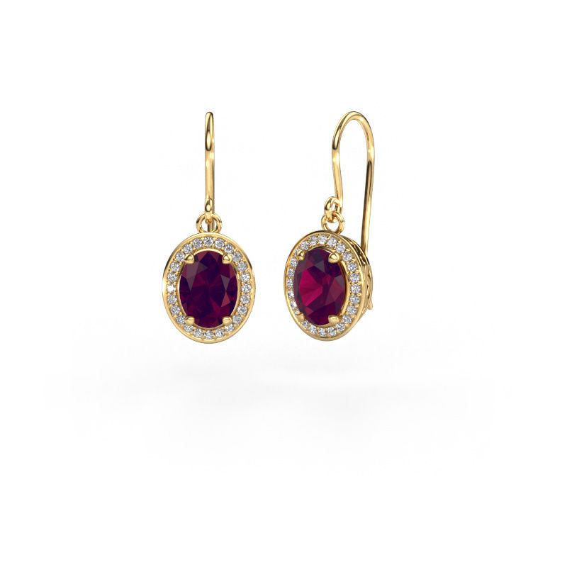 Pendants d'oreilles Latesha 585 or jaune rhodolite 7x5 mm