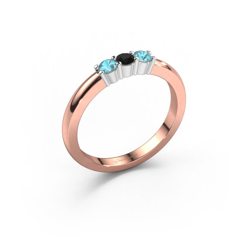 Ring Yasmin 3 585 Roségold Schwarz Diamant 0.32 crt