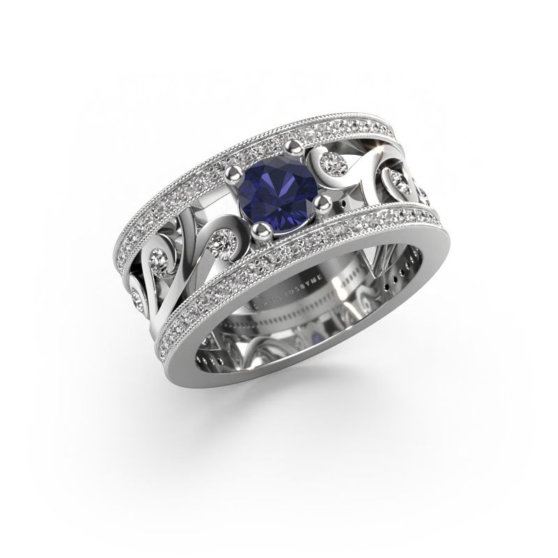 Ring Sanne 585 witgoud saffier 5 mm