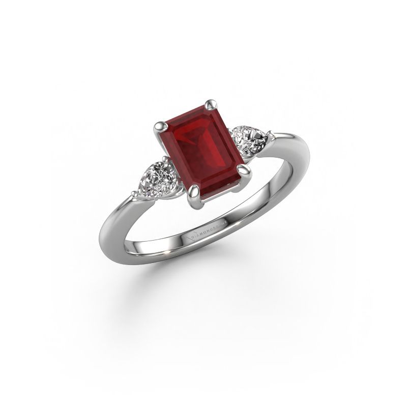 Verlovingsring Chanou EME 950 platina robijn 7.5x5.5 mm