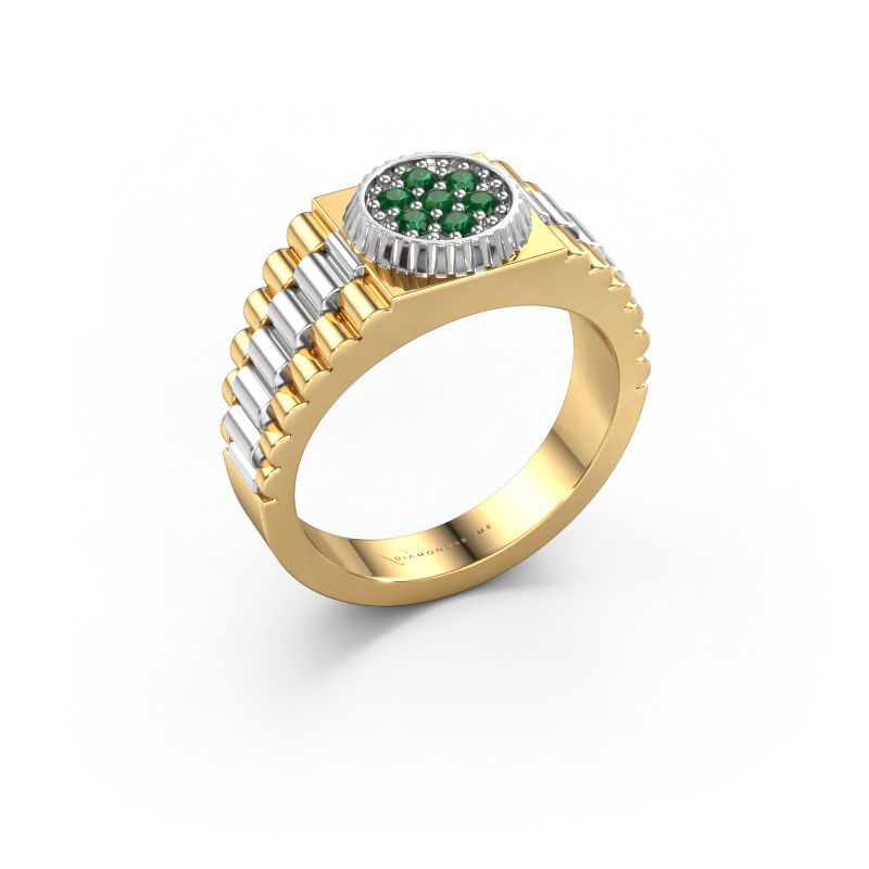 Men's ring Nout 585 gold emerald 2 mm