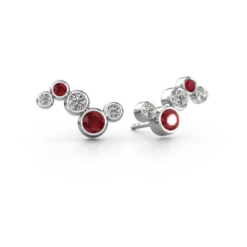 Boucles d'oreilles Ryan 585 or blanc rubis 4 mm