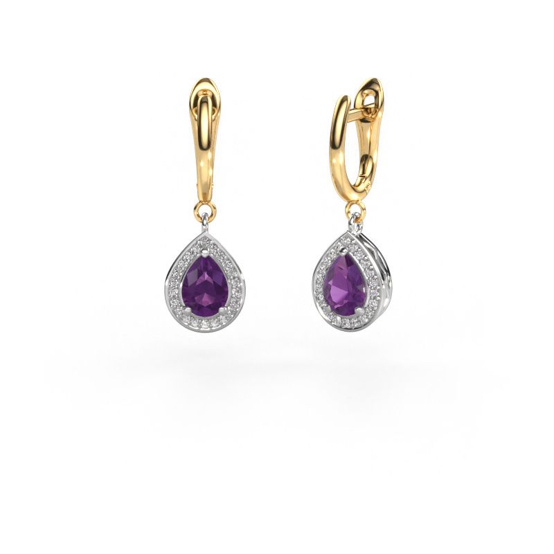 Drop earrings Ginger 1 585 white gold amethyst 7x5 mm