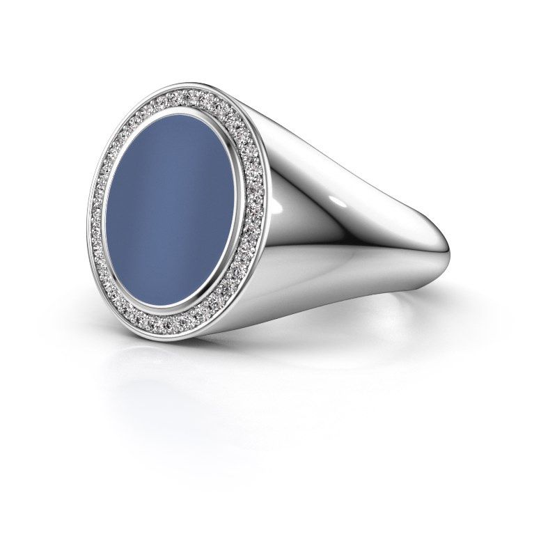 Image of Signet ring hilda 2<br/>585 white gold<br/>Blue sardonyx 12x10 mm