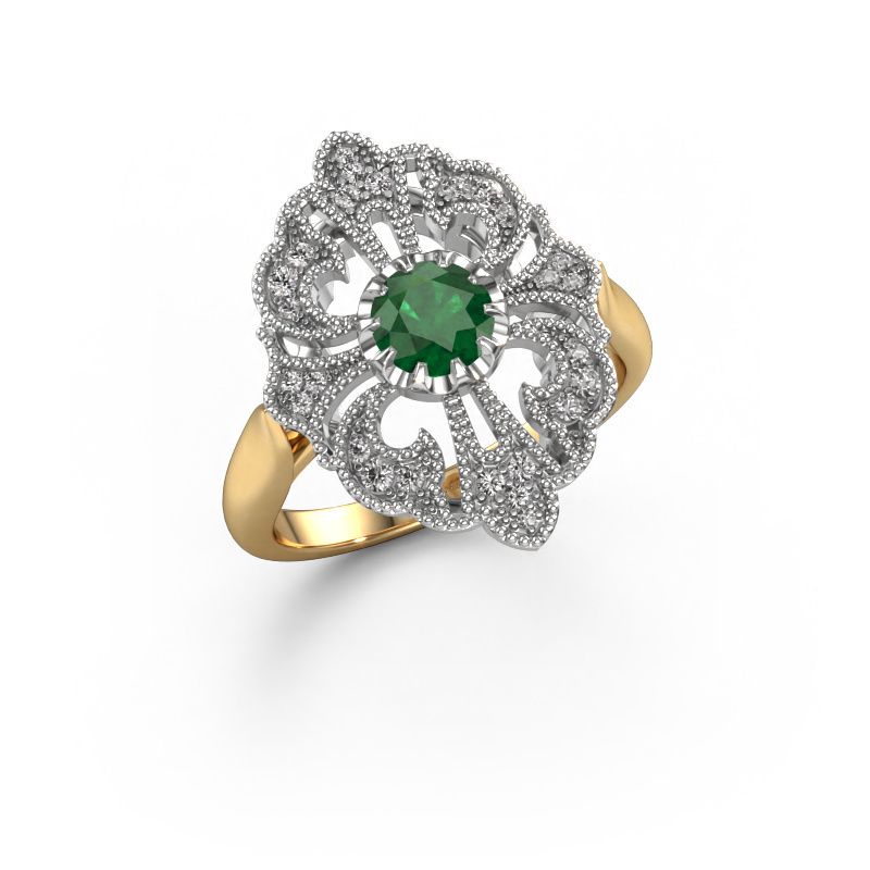 Verlovingsring Naida 585 goud smaragd 5 mm