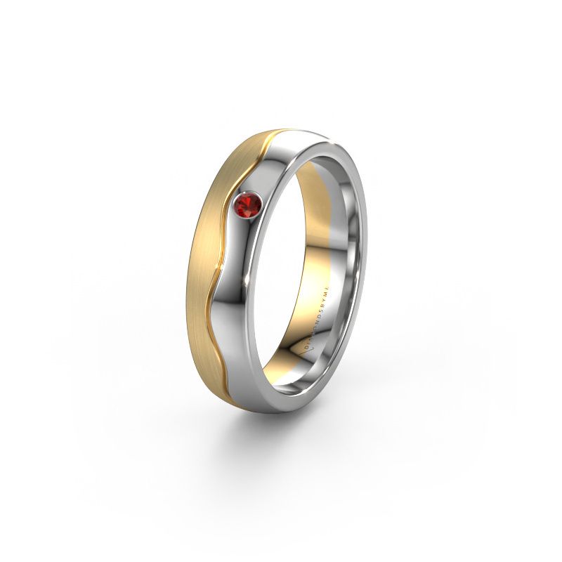 Wedding ring WH0701L25APM 585 gold garnet ±0.20x0.07 in