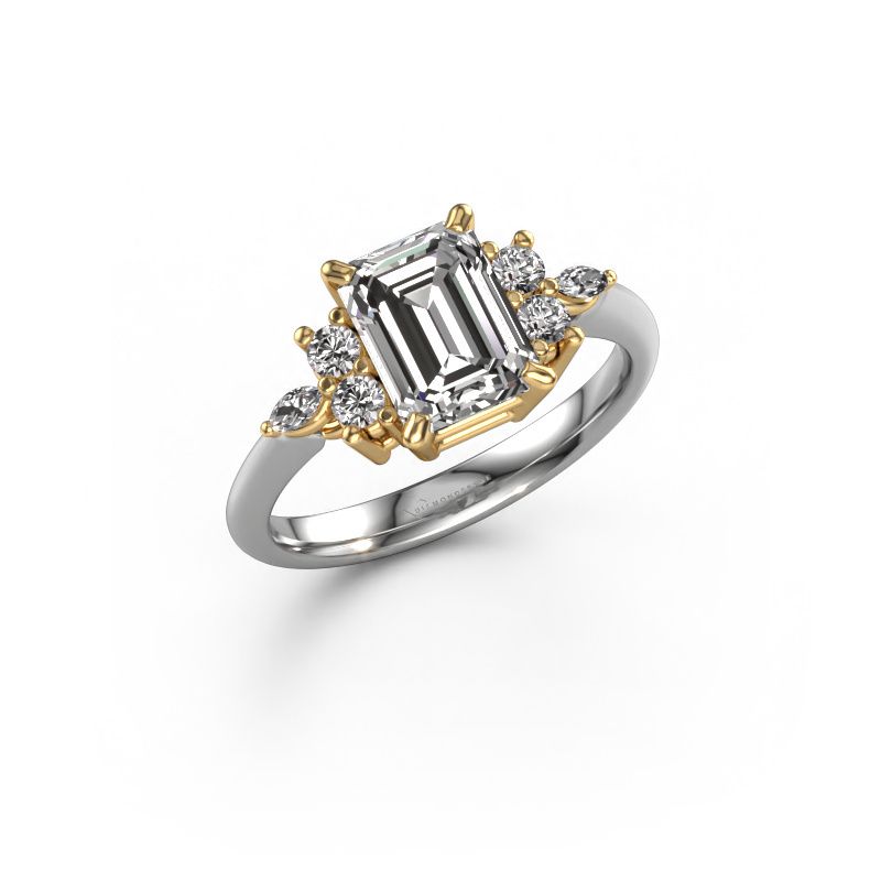 Ring Sade 585 white gold zirconia 8x6 mm