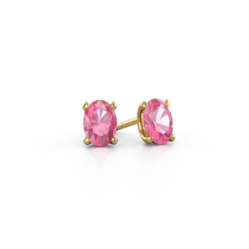 Stud earrings Sam OVL 585 gold pink sapphire 7x5 mm
