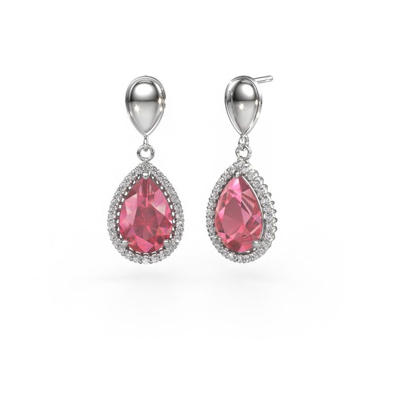 Drop earrings Tilly per 1 950 platinum tourmaline pink 12x8 mm