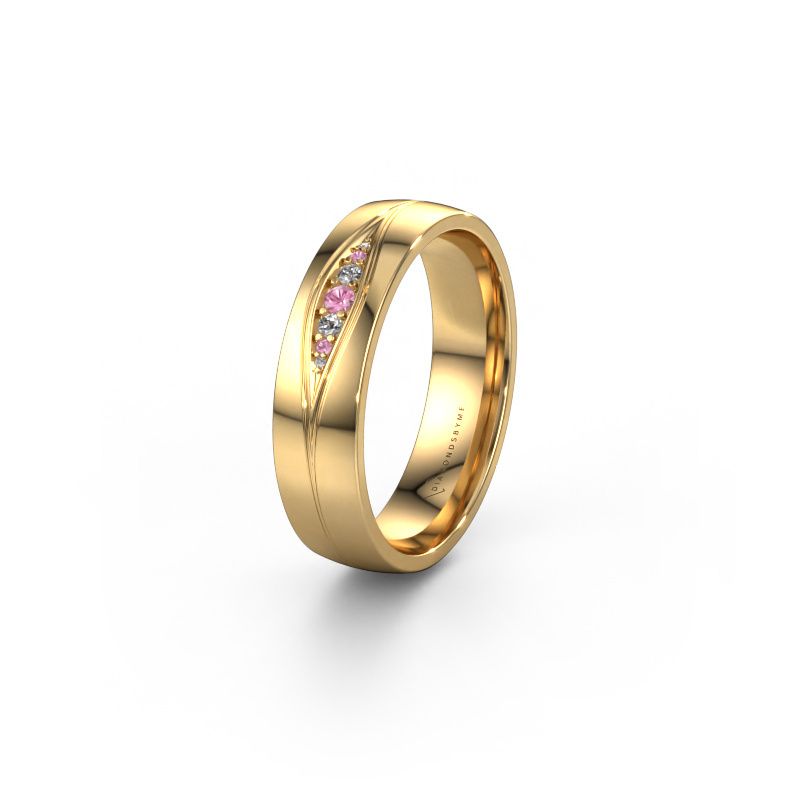 Trouwring WH0133L25AP 585 goud roze saffier ±5x1.7 mm