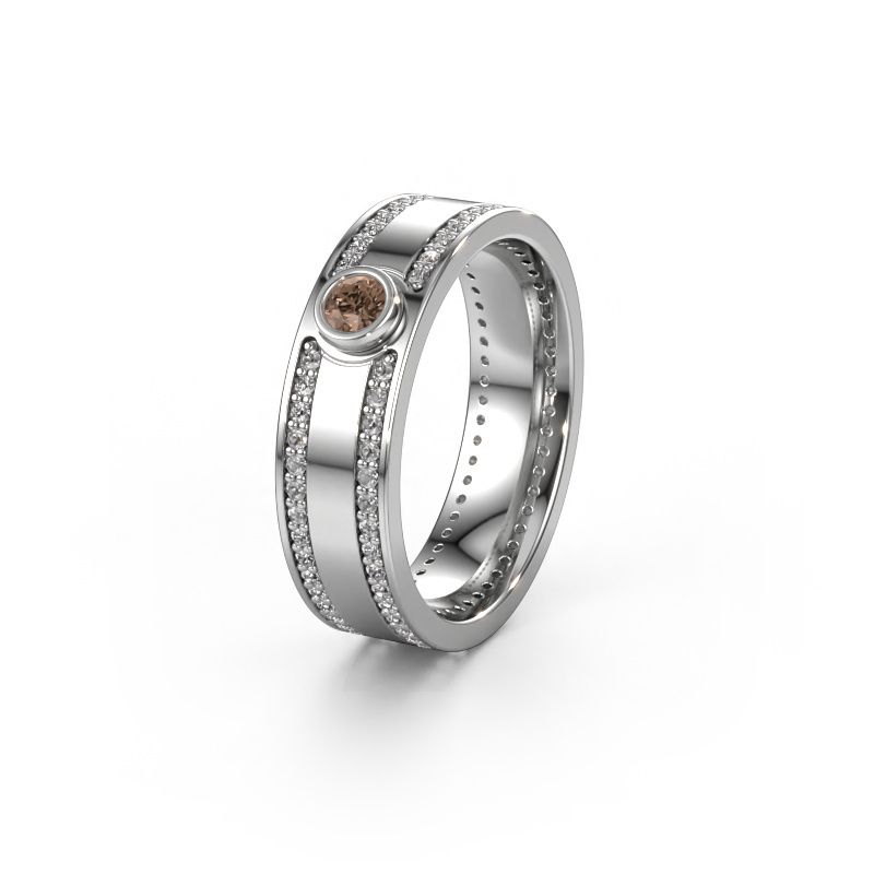 Wedding ring WH2044P 950 platinum brown diamond ±6x2 mm