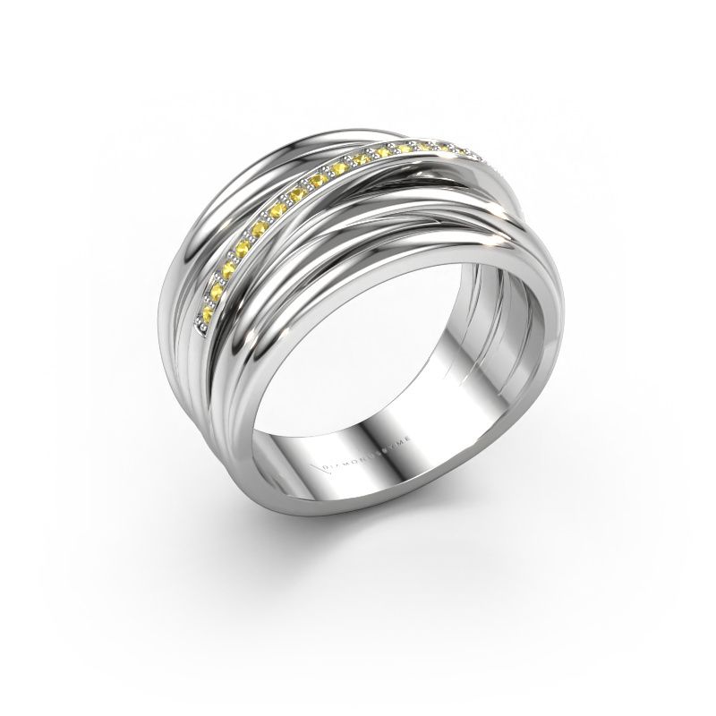 Ring Fien 585 Weißgold Gelb Saphir 1 mm