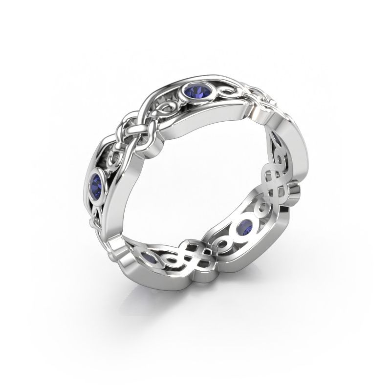 Trouwring Rosa 585 witgoud saffier ±5x2 mm