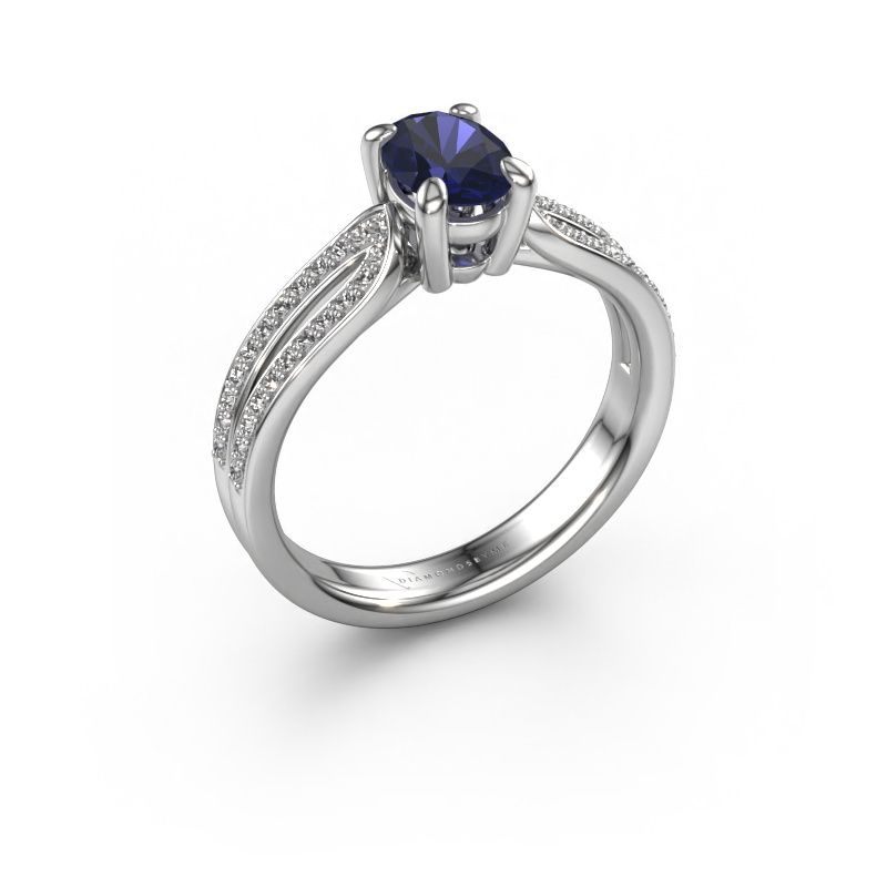 Verlovingsring Antonia ovl 2 950 platina saffier 7x5 mm