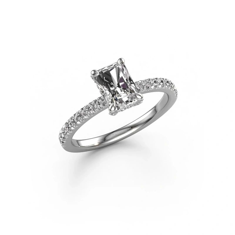 Bague de fiançailles Saskia rad 1 585 or blanc diamant custom 7x5 mm