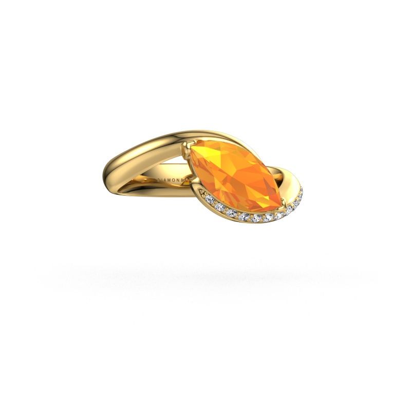 Engagement ring Aida MRQ side 585 gold citrin 11x5.5 mm