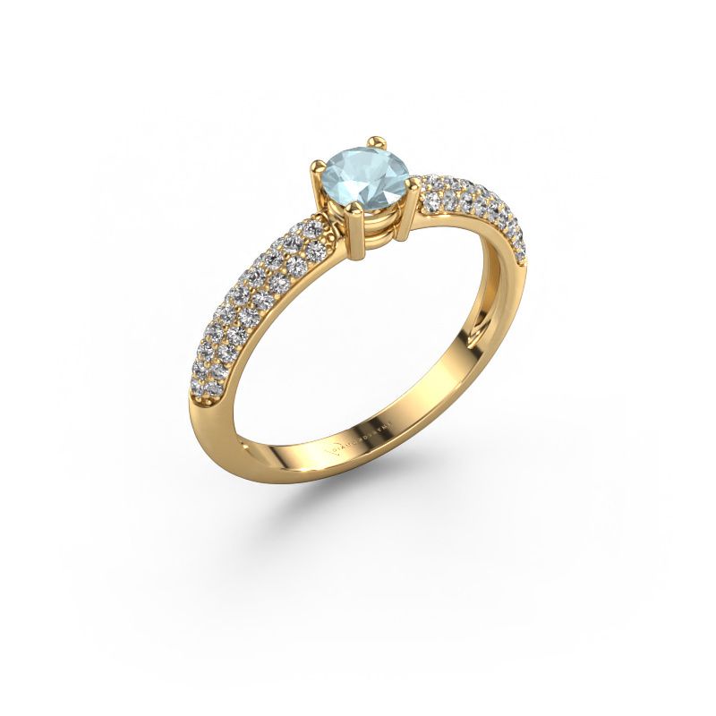 Verlovingsring Marjan 585 goud aquamarijn 4.2 mm