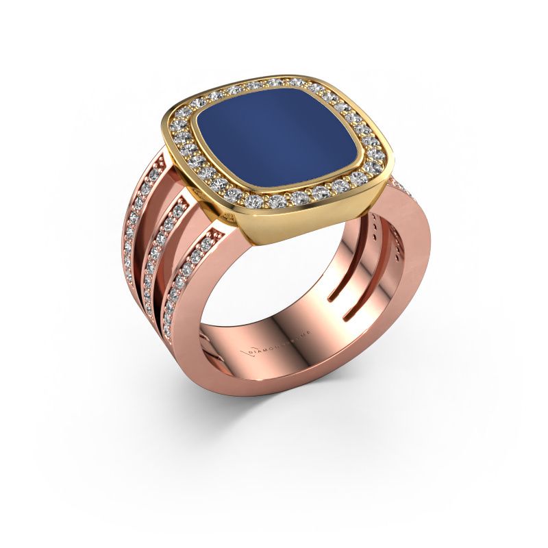 Zegelring Tijn 585 rosé goud lapis lazuli 13x11 mm