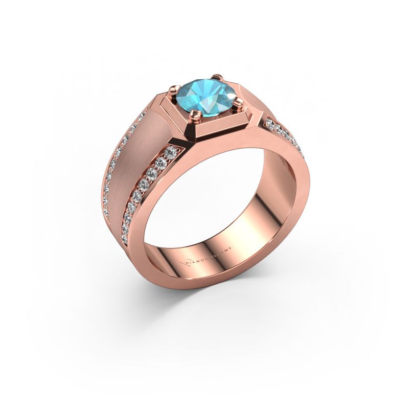 Men's ring Maarten 585 rose gold blue topaz 6.5 mm