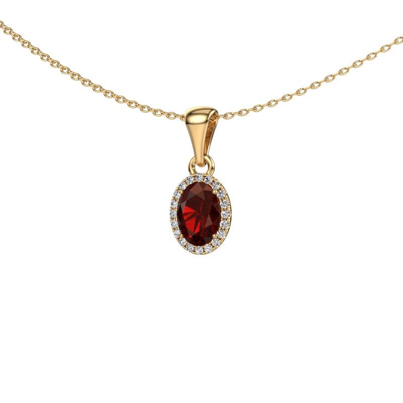 Pendant Seline ovl 585 gold garnet 7x5 mm