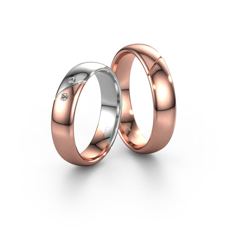 Eheringe set WH1201LM35A2SP ±5x1.7 mm 14 Karat Roségold Diamant 0.015 crt