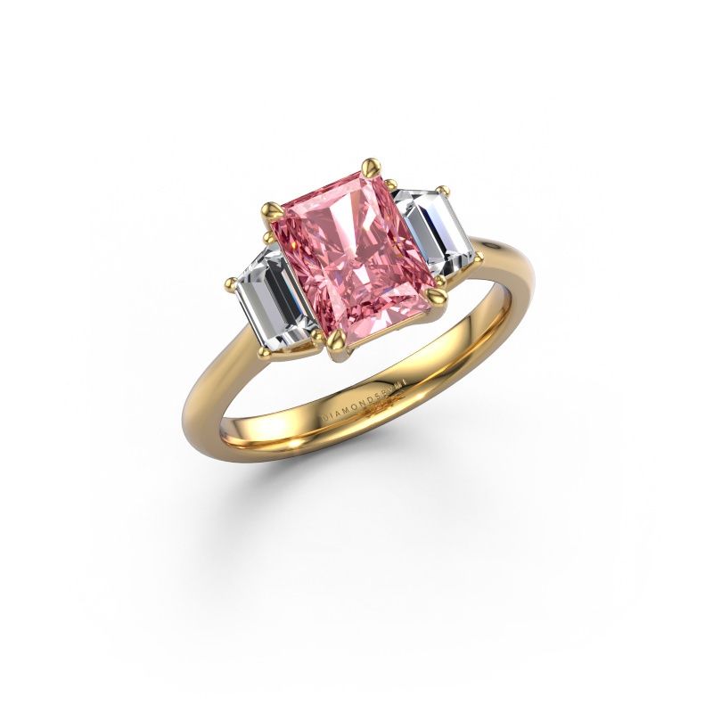 Engagement ring Maggie RAD 585 gold pink lab grown diamond 8x6 mm