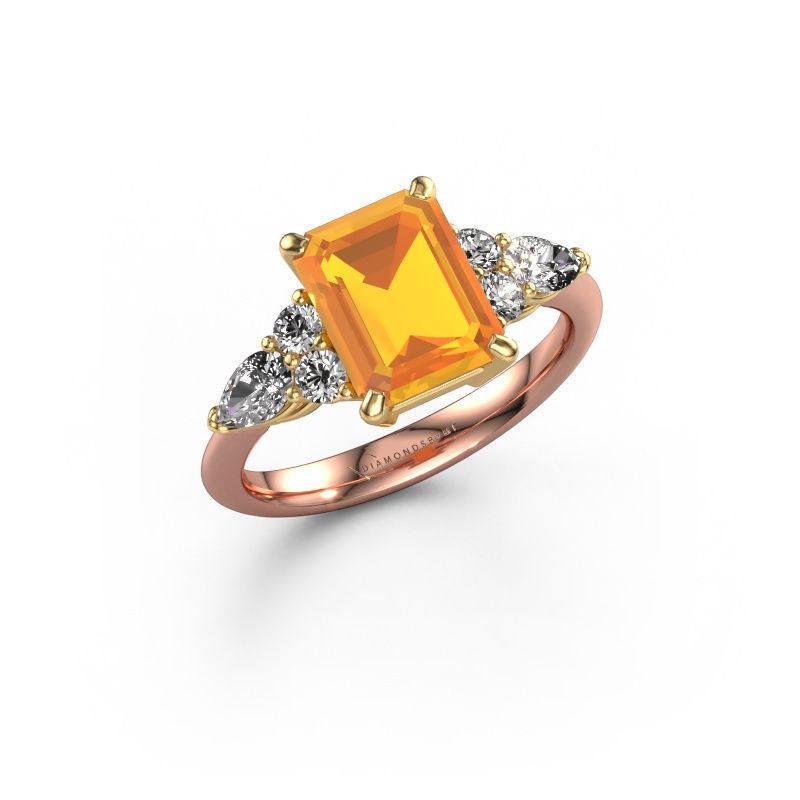 Promise ring Melani EME 585 rosé goud citrien 9x7 mm