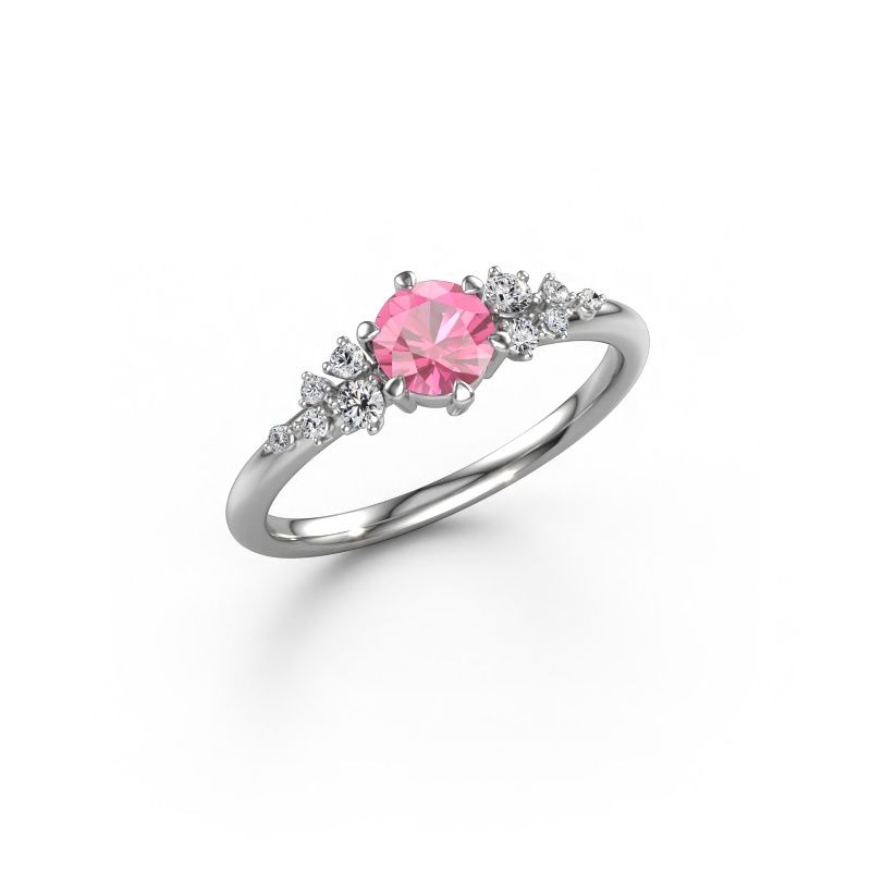 Bague de fiançailles Royce RND 585 or blanc saphir rose 5 mm