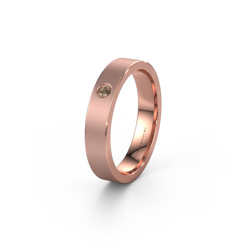 Trouwring WH0101L14AM 585 rosé goud bruine diamant ±4x1.7 mm